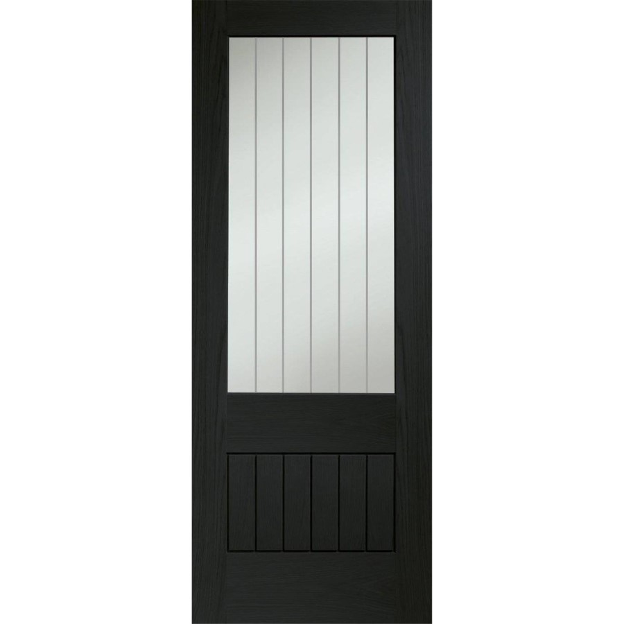 Suffolk Essential 2XG Internal Oak Door with Clear Etched Glass - 1981 x 762 x 35 mm, Unfinished