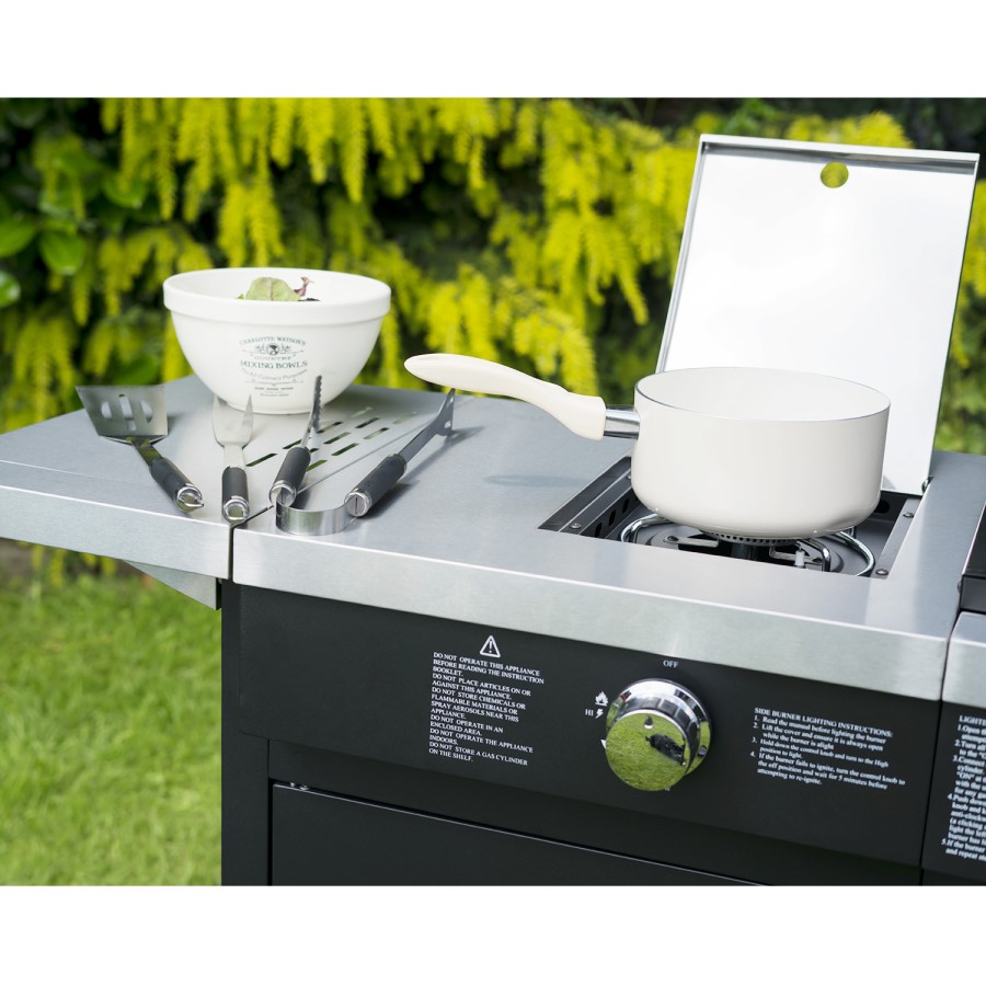 The Texas Outdoor Elite 4 Burner Gas BBQ Kitchen in Black