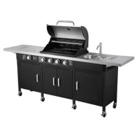 The Texas Outdoor Elite 4 Burner Gas BBQ Kitchen in Black The Texas Outdoor Elite 4 Burner Gas BBQ Kitchen in Black
