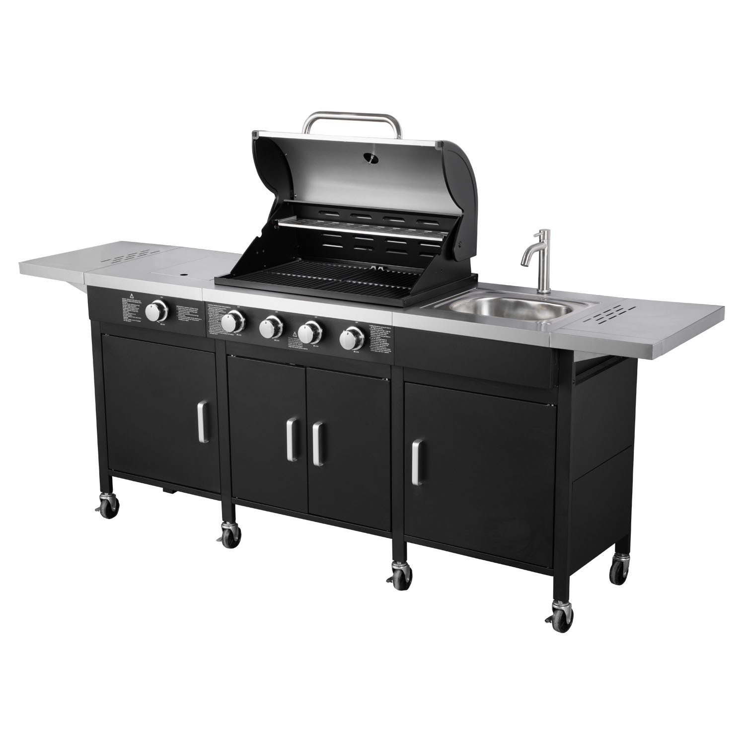 The Texas Outdoor Elite 4 Burner Gas Bbq Kitchen In Black