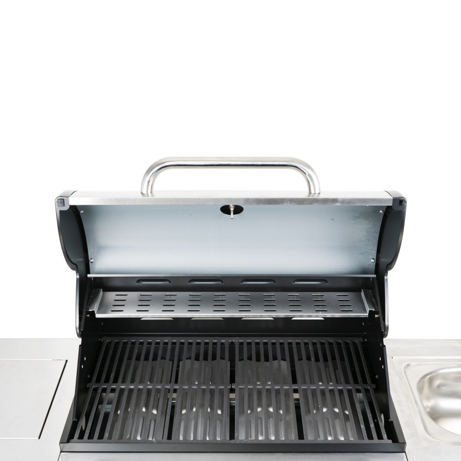 The Texas Outdoor Elite 4 Burner Gas BBQ Kitchen in Black