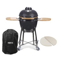 Boss Grill The Egg - 18 Inch Ceramic Kamado Style Charcoal Egg BBQ Grill