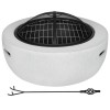 electriQ Round Stone Wood or Charcoal Burning BBQ Fire Pit - Light Grey