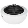 electriQ Round Stone Wood or Charcoal Burning BBQ Fire Pit - Light Grey