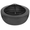 electriQ Round Stone Wood or Charcoal Burning BBQ Fire Pit - Dark Grey