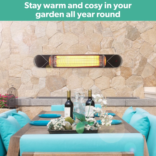 electriQ Wall Mounted Electric Patio Heater - 2.5kW with Remote Control