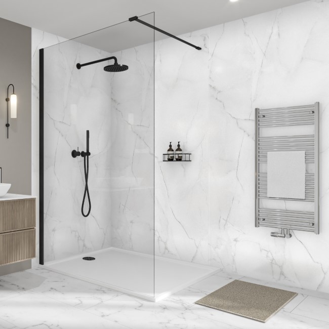 White Athena Marble Wall Panel 1200mm with Tongue and Groove - Wetwall