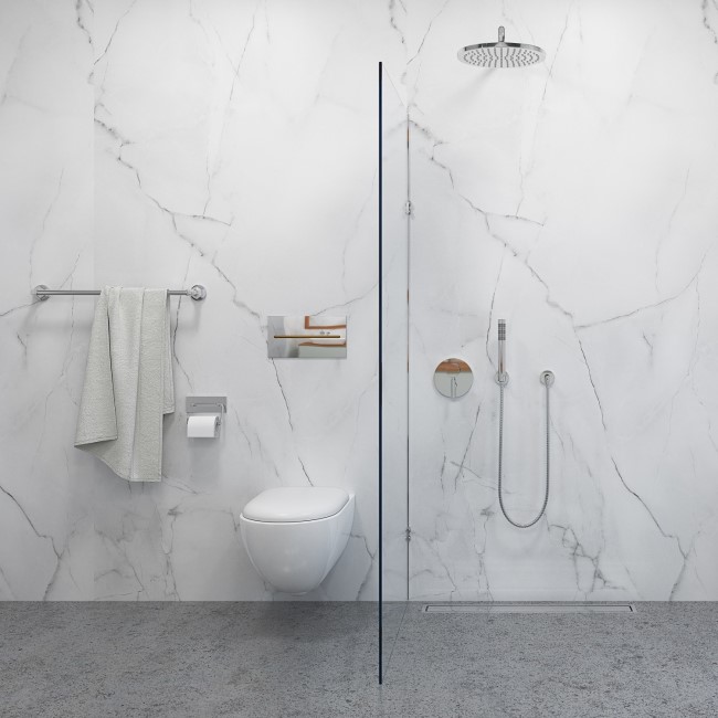 White Athena Marble Wall Panel 1200mm with Tongue and Groove - Wetwall