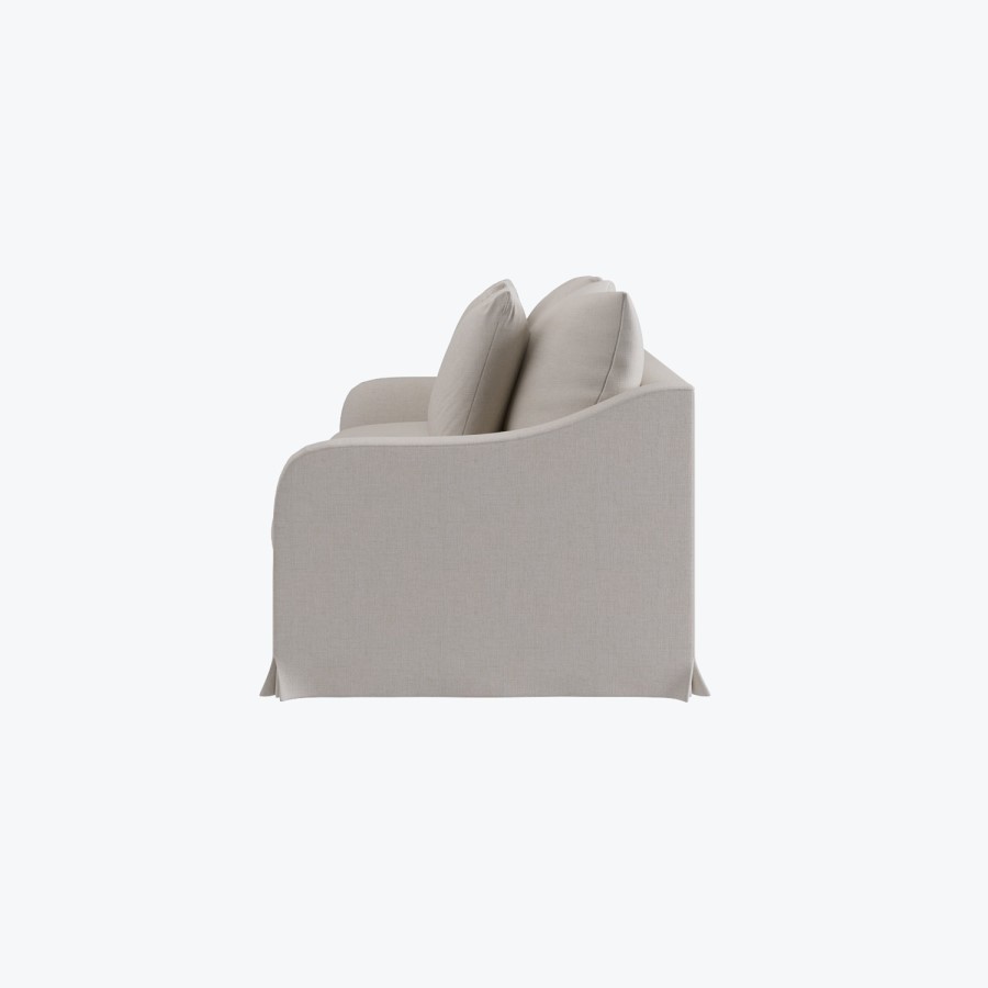 Cream Woven Fabric 3-Seater Slipcover Sofa - Eliza
