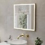 Brass Sliding Square Mirrored Bathroom Cabinet with Lights 600x600mm - Elara