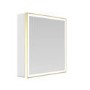 Brass Sliding Square Mirrored Bathroom Cabinet with Lights 600x600mm - Elara