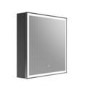 Black Sliding Square Mirrored Bathroom Cabinet with Lights 600x600mm - Elara