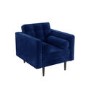GRADE A1 - Navy Blue Velvet Buttoned Armchair with Bolster Cushions - Elba