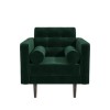 Dark Green Buttoned Velvet Armchair - Elba 