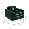 GRADE A1 - Buttoned Green Velvet Armchair with Bolster Cushions - Elba