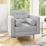 Light Grey Fabric Armchair with Bolster Cushions - Elba