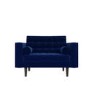 Navy Blue Buttoned Velvet Loveseat - Elba 