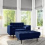 Navy Blue Buttoned Velvet Loveseat - Elba 