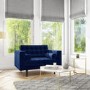 Navy Blue Buttoned Velvet Loveseat - Elba 