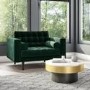 Dark Green Buttoned Velvet Loveseat - Elba 