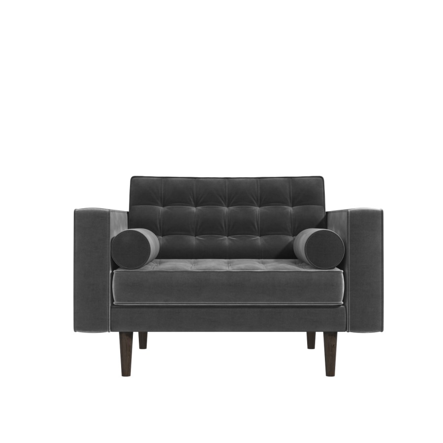Grey Quilted Velvet Loveseat - Elba 