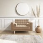 Beige Quilted Velvet Loveseat - Elba 