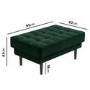 Mid Century Quilted Green Velvet Footstool - Elba