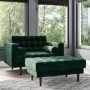 Mid Century Quilted Green Velvet Footstool - Elba