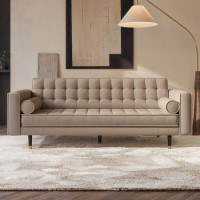 Beige Vegan Leather 3-Seater Sofa - Elba