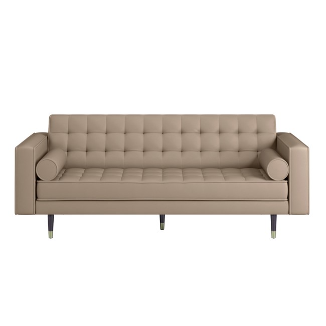 Beige Vegan Leather 3-Seater Sofa - Elba