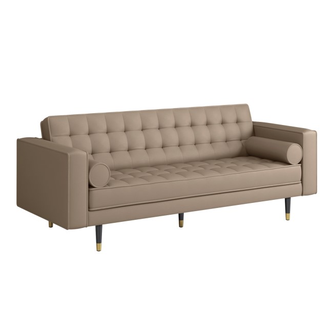 Beige Vegan Leather 3-Seater Sofa - Elba