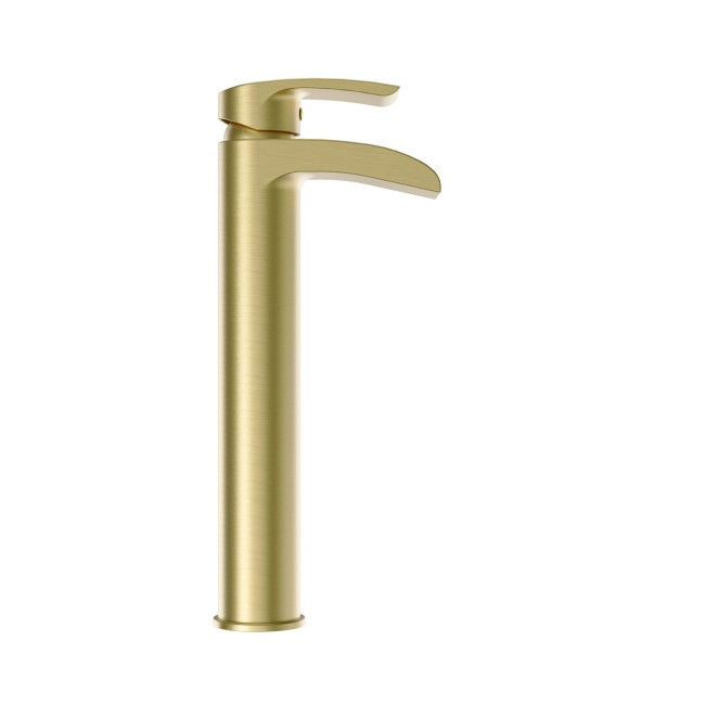 Brushed Brass Tall Mono Basin Mixer - Elina