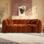 Rust Orange Velvet 3-Seater Sofa - Elod