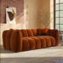 Rust Orange Velvet 3-Seater Sofa - Elod