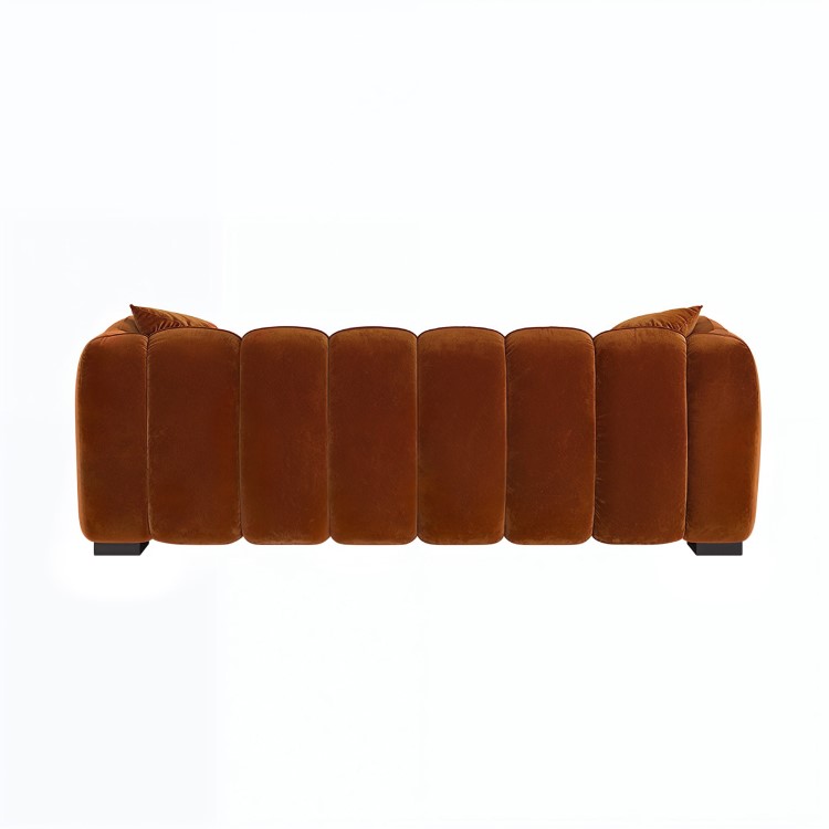 Burnt Orange Velvet 3-Seater Sofa - Elod