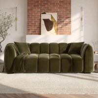ONLY OPENED - Khaki Green Velvet 3-Seater Sofa - Elod ONLY OPENED - Khaki Green Velvet 3-Seater Sofa - Elod