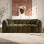 ONLY OPENED - Khaki Green Velvet 3-Seater Sofa - Elod