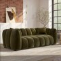 Khaki Green Velvet 3-Seater Sofa - Elod