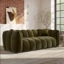 ONLY OPENED - Khaki Green Velvet 3-Seater Sofa - Elod