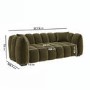 Khaki Green Velvet 3-Seater Sofa - Elod