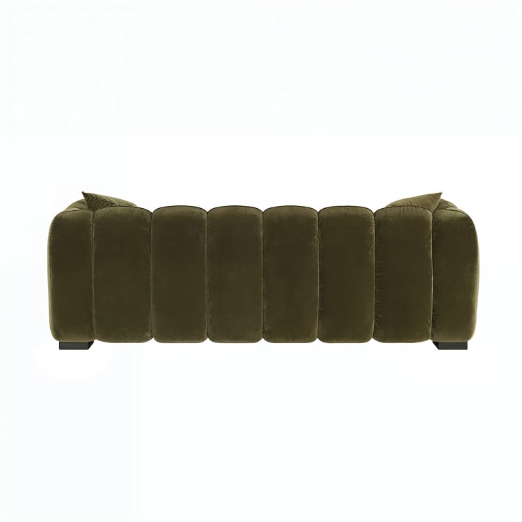 Khaki Green Velvet 3-Seater Sofa - Elod