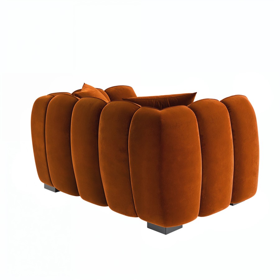 Burnt Orange Velvet Love Seat - Elod