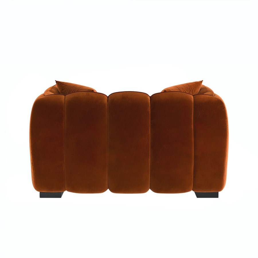 GRADE A2 - Burnt Orange Velvet Love Seat - Elod