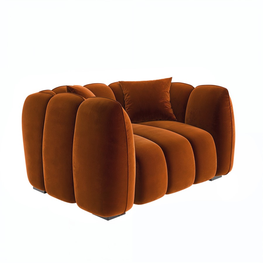Burnt Orange Velvet Love Seat - Elod
