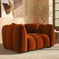 GRADE A2 - Burnt Orange Velvet Love Seat - Elod GRADE A2 - Burnt Orange Velvet Love Seat - Elod