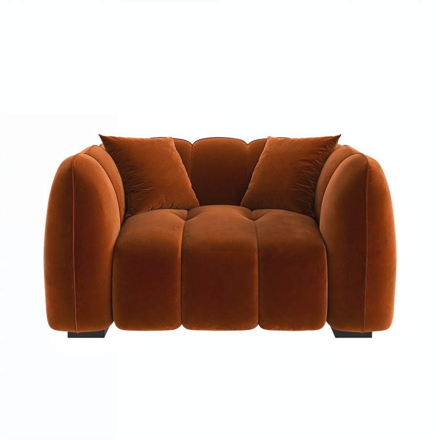 Burnt Orange Velvet Love Seat - Elod