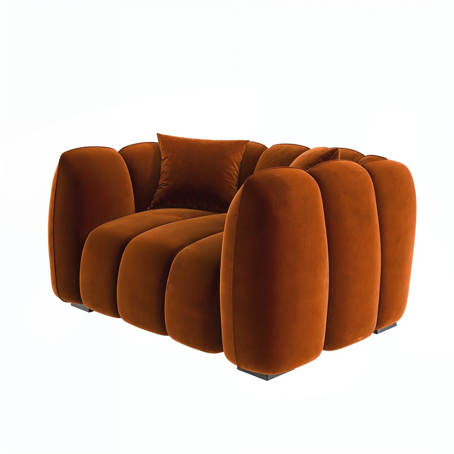 Burnt Orange Velvet Love Seat - Elod