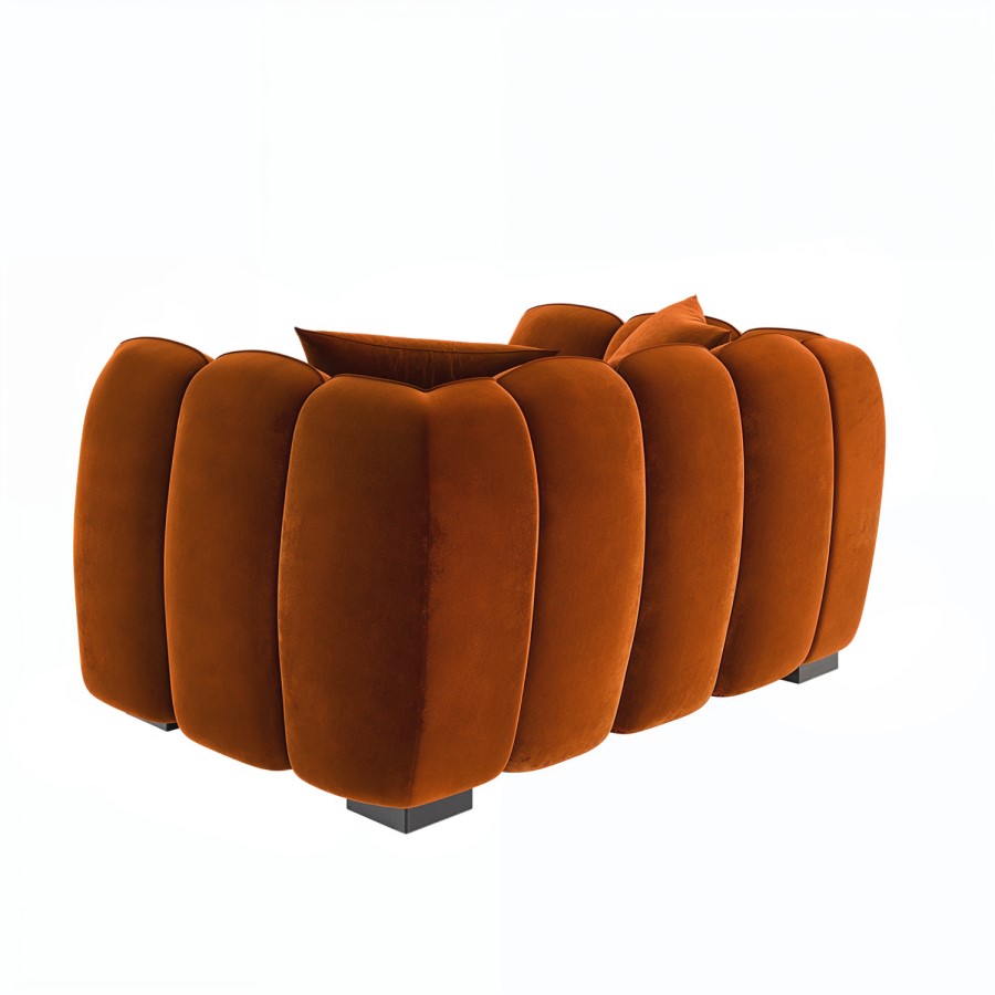 Burnt Orange Velvet Love Seat - Elod