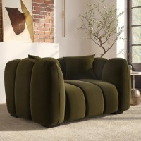 Khaki Green Velvet Love Seat - Elod
