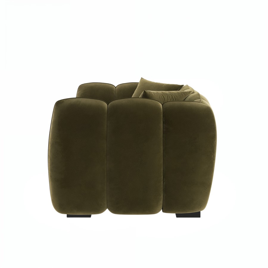 Khaki Green Velvet Love Seat - Elod